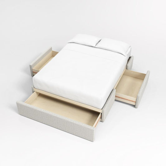 Lafayette 56" Mist Grey Upholstered Queen Headboard With Storage Bed Base