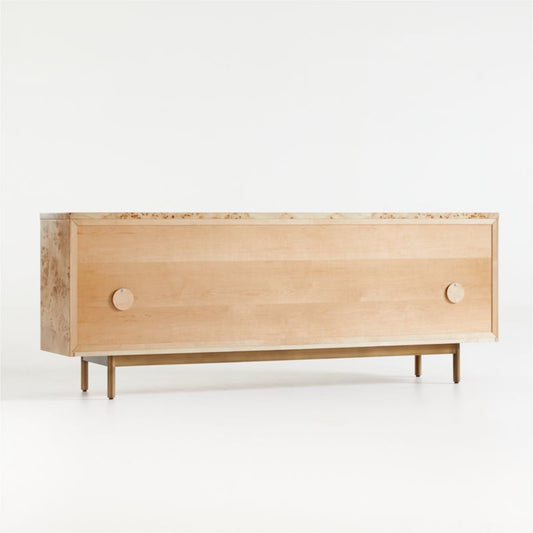 Mota 80" Natural Burl Wood Storage Media Console