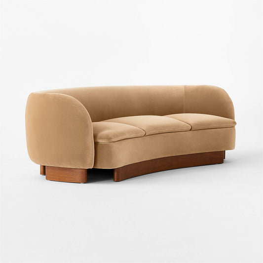 Muir 90" Camel Velvet Curved Sofa By Lawson-Fenning