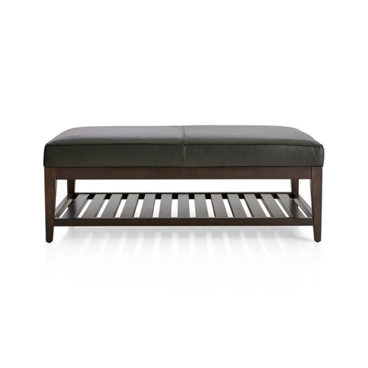Nash Leather Rectangular Ottoman With Slats
