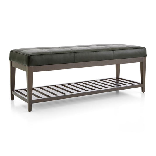Nash Leather Small Tufted Bench With Slats