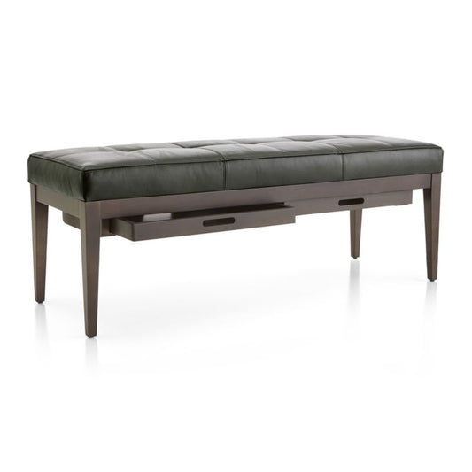 Nash Leather Small Tufted Bench With Tray