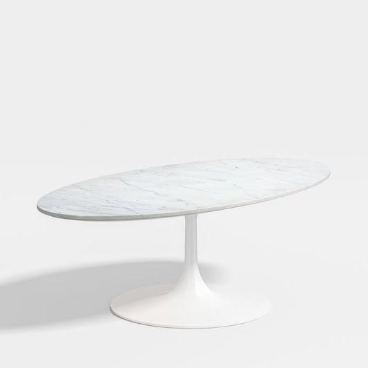 Nero White Marble And Matte White Base 50" Oval Coffee Table