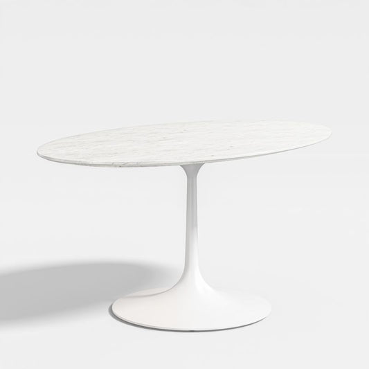 Nero White Marble Top Dining Table With Matte White Base (36"-60")