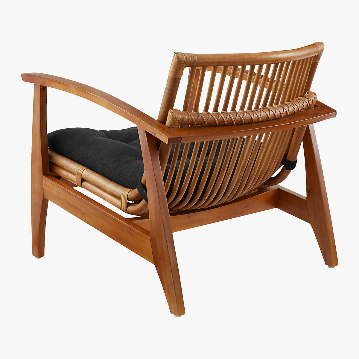 Noelie Rattan Lounge Chair With Black Cushion