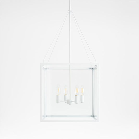 Nolan Square White Glass Pendant Light