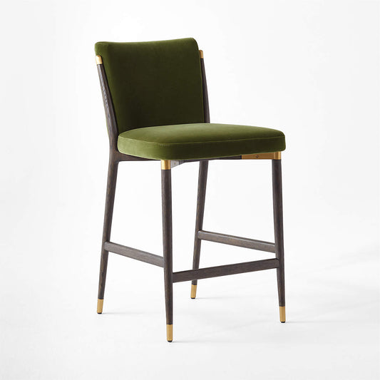 Norrie Olive Green Velvet Dining Counter Stool