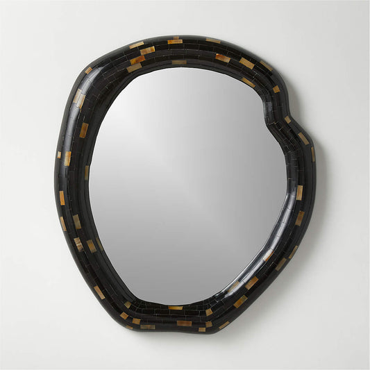 Horn Black Round Wall Mirror 31.75"X36.5"