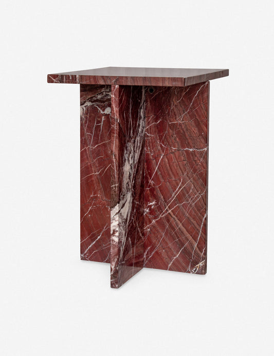 Alaric Side Table - Cherry Red Marble