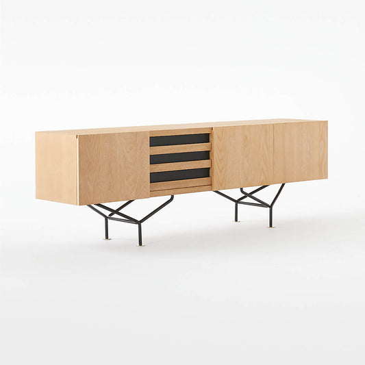 Paraggi 86" Cerused Oak Wood Credenza By Gianfranco Frattini