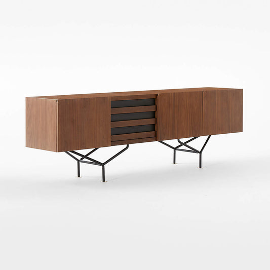 Paraggi 86" Walnut Wood Credenza By Gianfranco Frattini