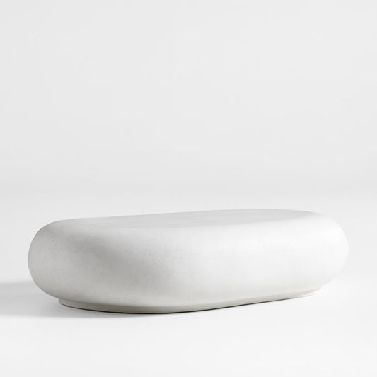 Pebble White Concrete 59" Oval Indoor/Outdoor Coffee Table By Leanne Ford