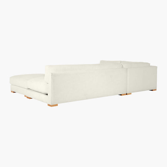 Piazza 4-Piece Modular White Linen Sectional With Ottoman 127''