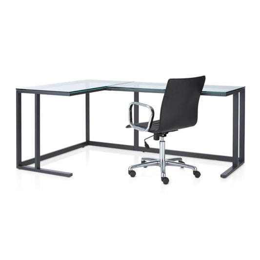 Pilsen Graphite L-Shaped Desk With Glass Top