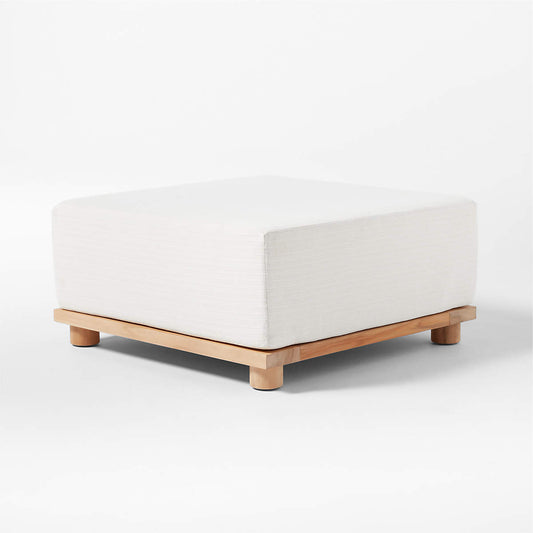 Pinet Teak Outdoor Ottoman With Textured Ivory Perennials® Cushion By Ross Cassidy