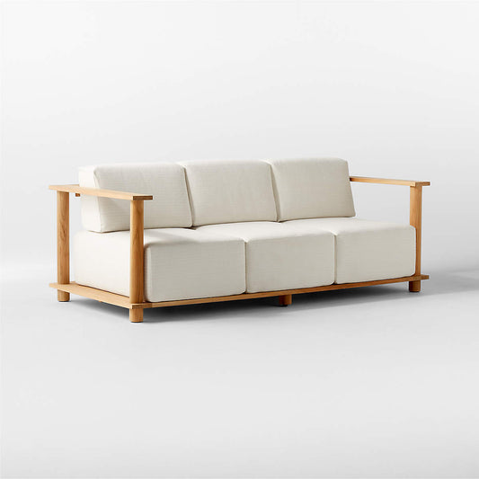 Pinet 84" Teak Outdoor Sofa With Textured Ivory Perennials® Cushions By Ross Cassidy