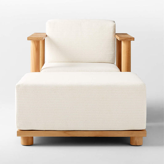 Pinet Teak Outdoor Lounge Chair And Ottoman With Textured Ivory Perennials® Cushions By Ross Cassidy