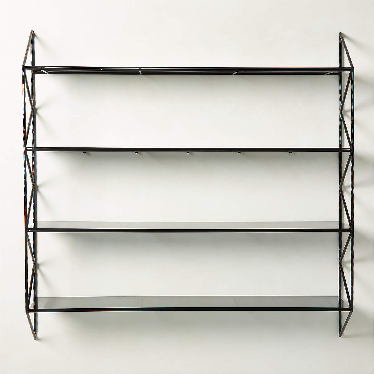 Ponte Black Metal Wall Mount Bookshelf Wide