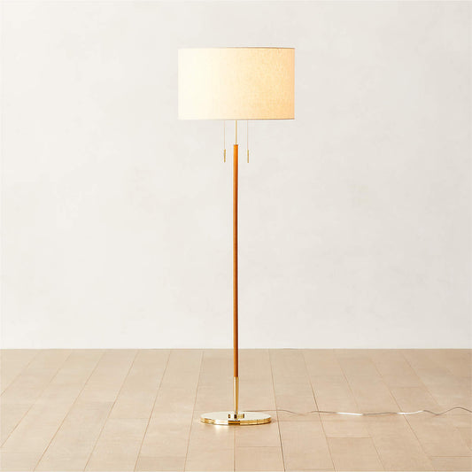 Prix Leather And Polished Brass Floor Lamp