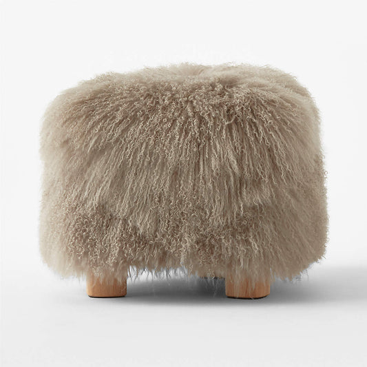 Bozzi Taupe Mongolian Sheepskin Ottoman By Ross Cassidy