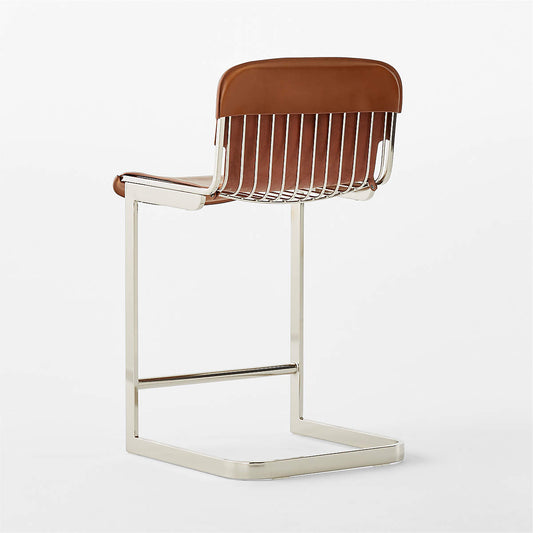 Rake Brown Leather Counter Stool By Kravitz Design