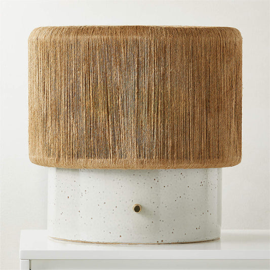 Ramble Short White Ceramic Table Lamp With Jute Shade By Kravitz Design