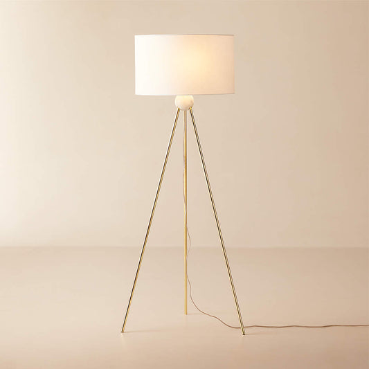 Reeza Tripod Brass And Marble Floor Lamp