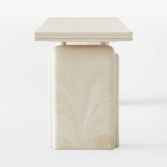 Remoli Swirled Cream Resin Desk 68"