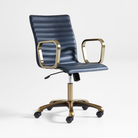 Ripple Navy Office Chair With Brass Base