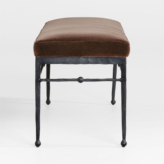 Rodin Brown Velvet Bench By Athena Calderone