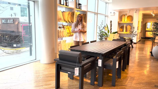 Walker 68" Metal Outdoor Dining Set With Graphite Sunbrella ® Cushions