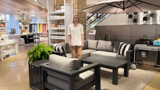 Walker Metal Outdoor Ottoman With Graphite Sunbrella ® Cushion