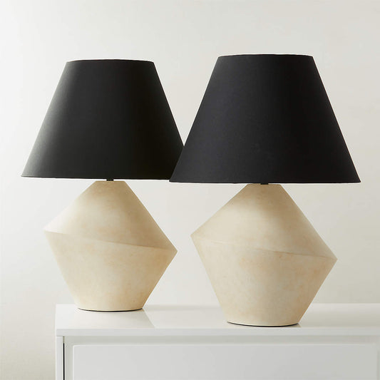 Sabia Ivory Ceramic Table Lamp With Black Shade