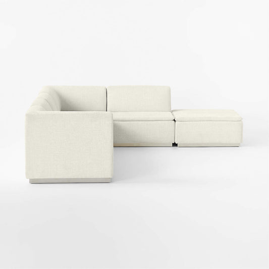 Salon 6-Piece L-Shaped Ivory White Chenille Sectional Sofa