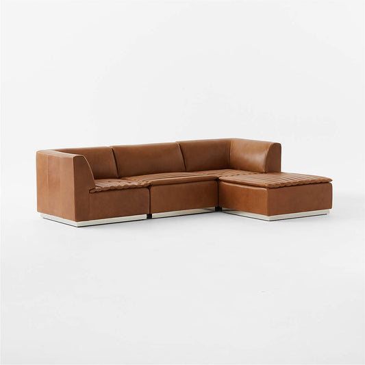 Salon 4-Piece L-Shaped Saddle Leather Sectional Sofa