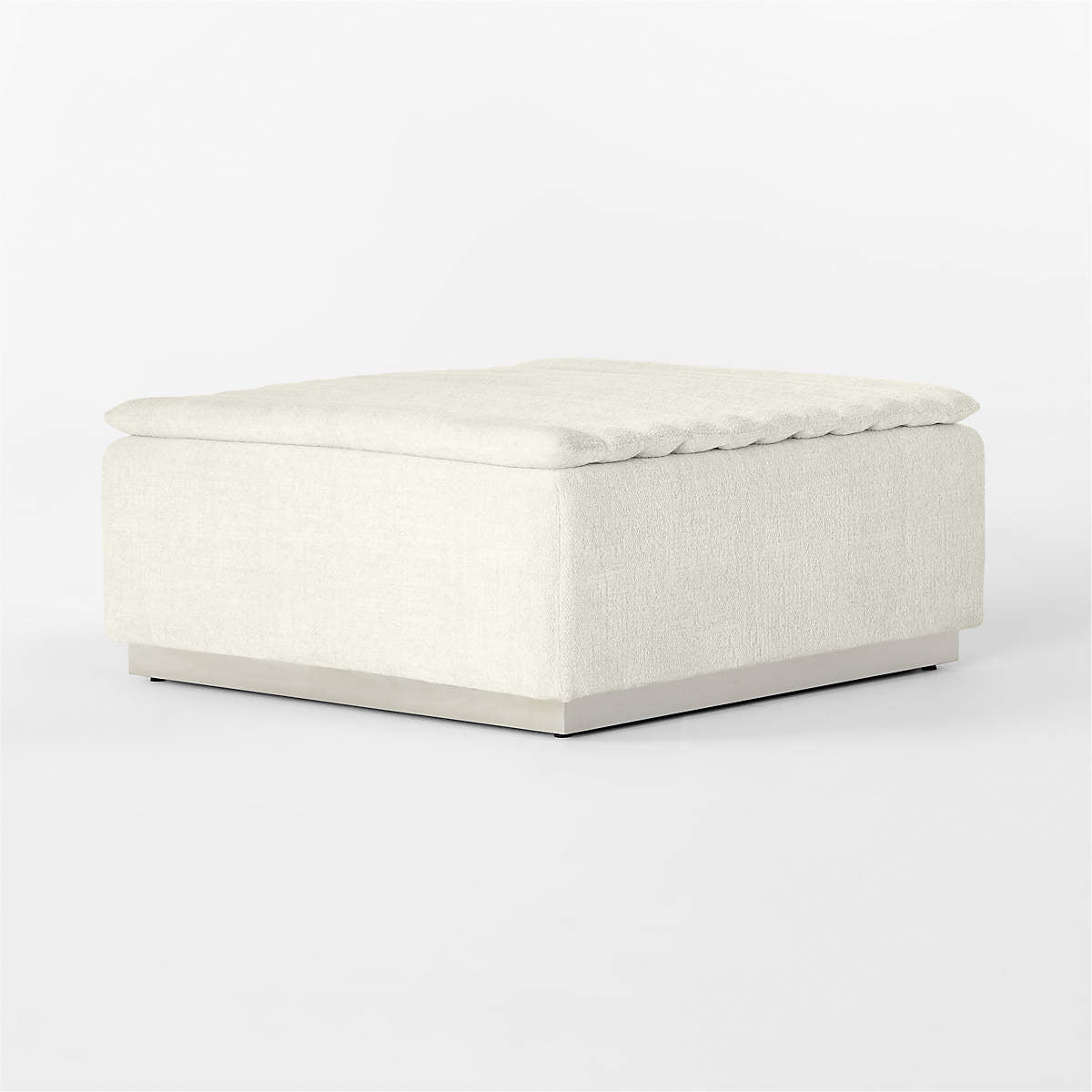 Salon Ivory Chenille Ottoman