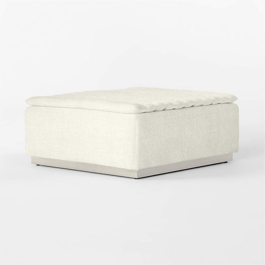 Salon Ivory Chenille Ottoman