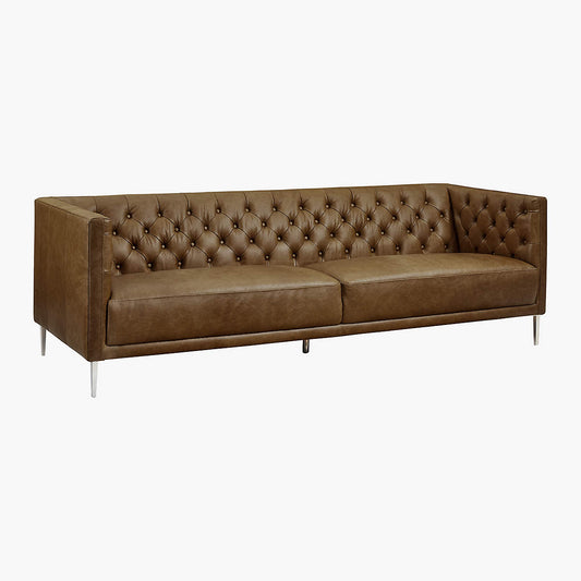 Savile 92.5" Leather Tufted Sofa