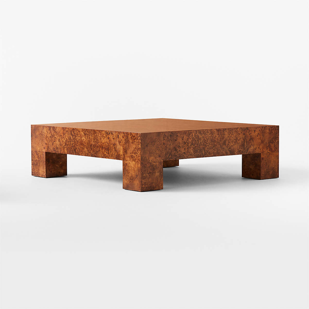 Scatola Square Brown Burl Wood Coffee Table