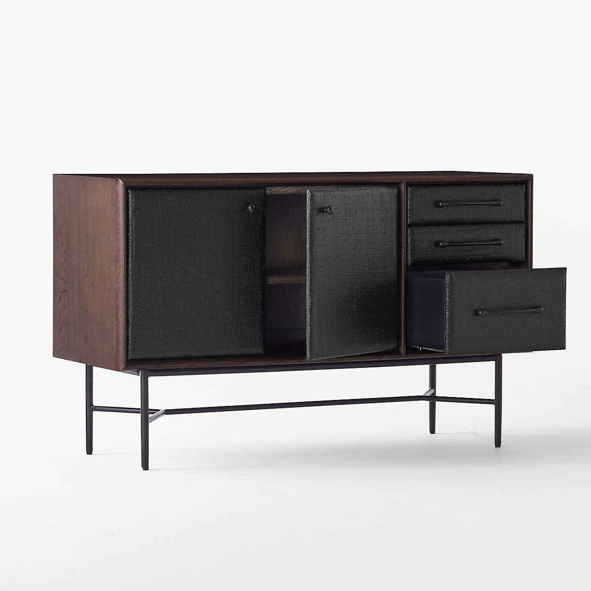 Seymour 49" Black Lacquered Linen Credenza