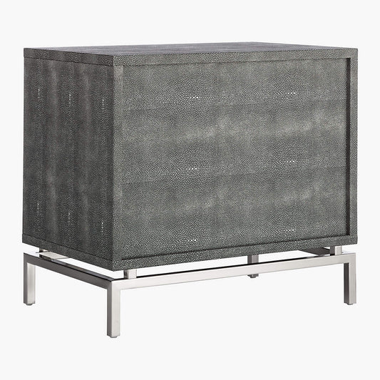 2-Drawer Grey Shagreen Nightstand