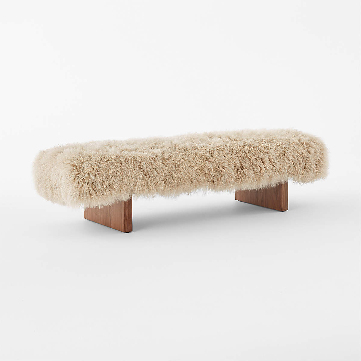 Socca 67'' Taupe Sheepskin Upholstered Bench