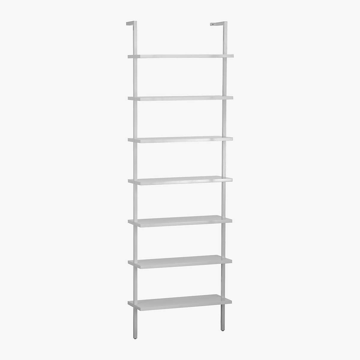 Stairway White Wall-Mounted Bookcase - 96" Height