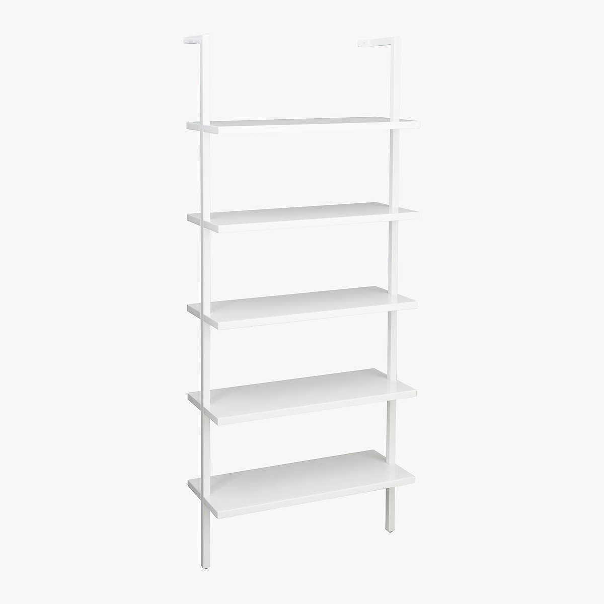 Stairway White Metal Wall Mount Bookshelf 72.5''