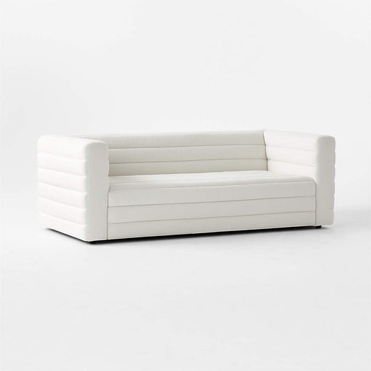 Strato 80" Channeled Ivory Performance Fabric Sofa