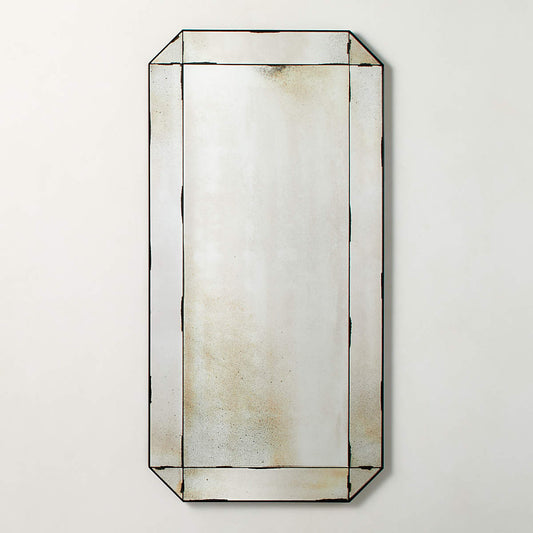 Sureau Antiqued Black Rectangular Wall Mirror 24x48