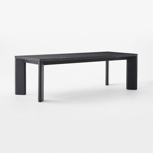 Sydney 95" Rectangular Black Marble Dining Table With Black Steel Legs