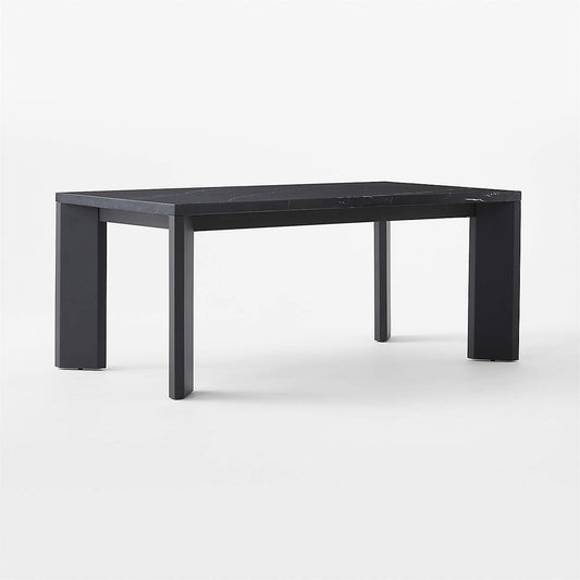 Sydney Rectangular Black Marble Dining Table With Black Steel Legs 72''