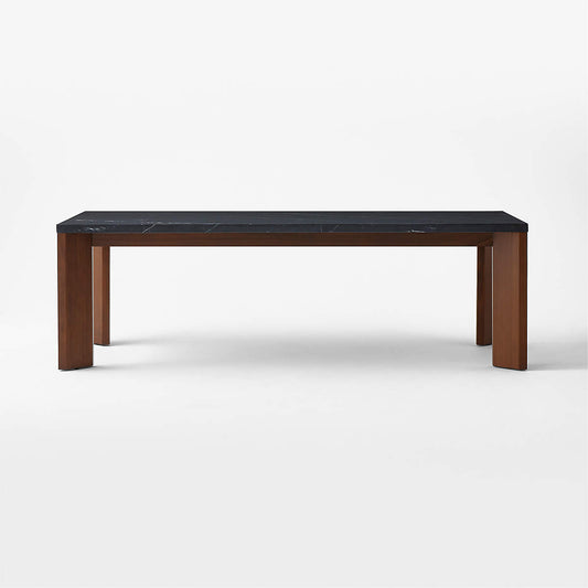 Sydney Rectangular Black Marble Dining Table With Walnut Legs 95.5''