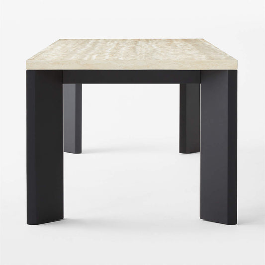 Sydney Rectangular Travertine Dining Table With Black Steel Legs 95.5''